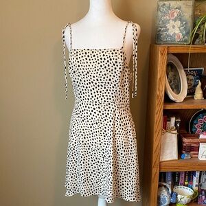 Lola Grace Polka Dot Black Cream Short Strappy Dress Large